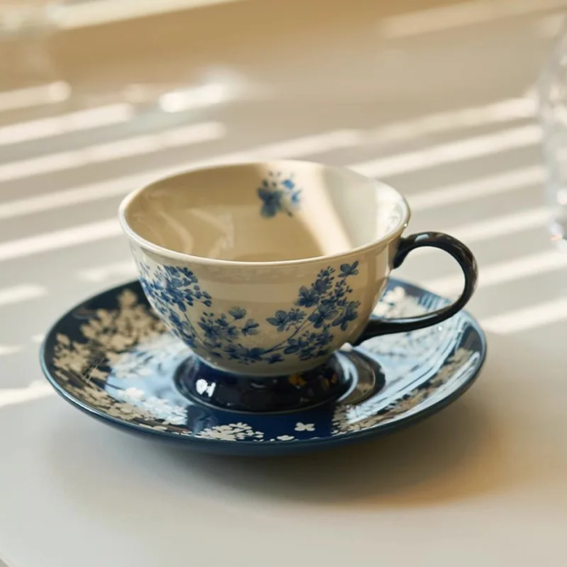 

LTT retro blue and white coffee cup and saucer set welcome teapot cup and saucer
