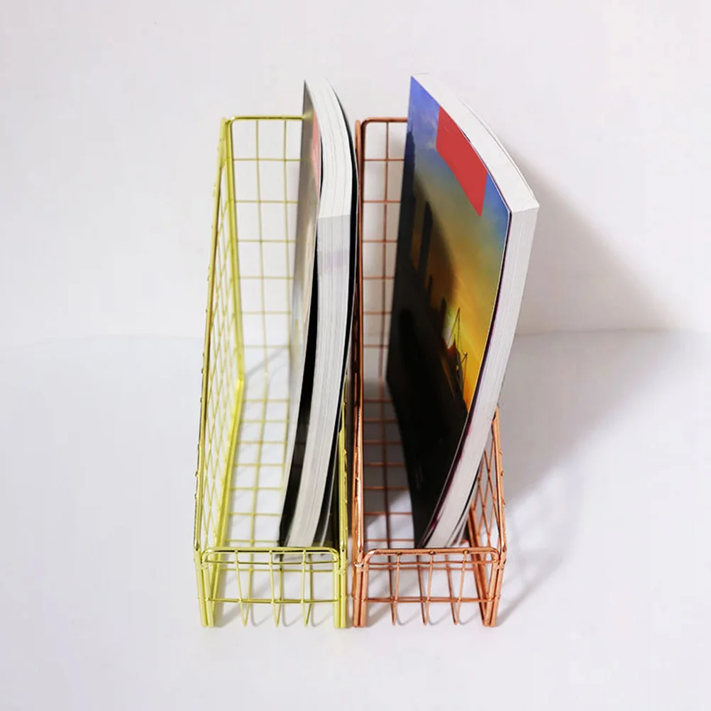 

Modern Minimalist Electroplated Metal File Storage Basket for Desktop Organization Magazine Book Holder for Office Home School