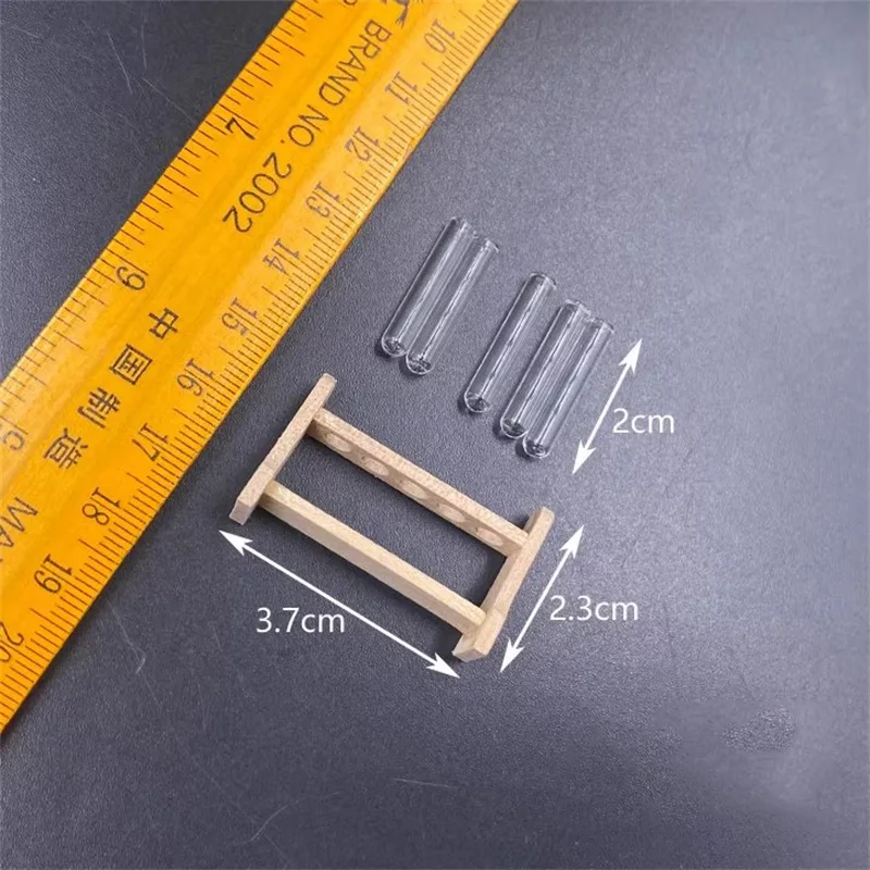 1/6 Soldier Desktop Scene Vintage Mini Glass Test Tube Wooden Frame Model Toy Fit 12'' Action Figure In Stock