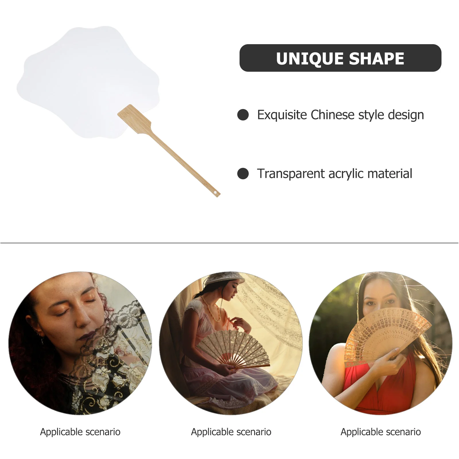 

Transparent Fan Decorative Craft Fans Handheld Blank with Handle Thicken Painting
