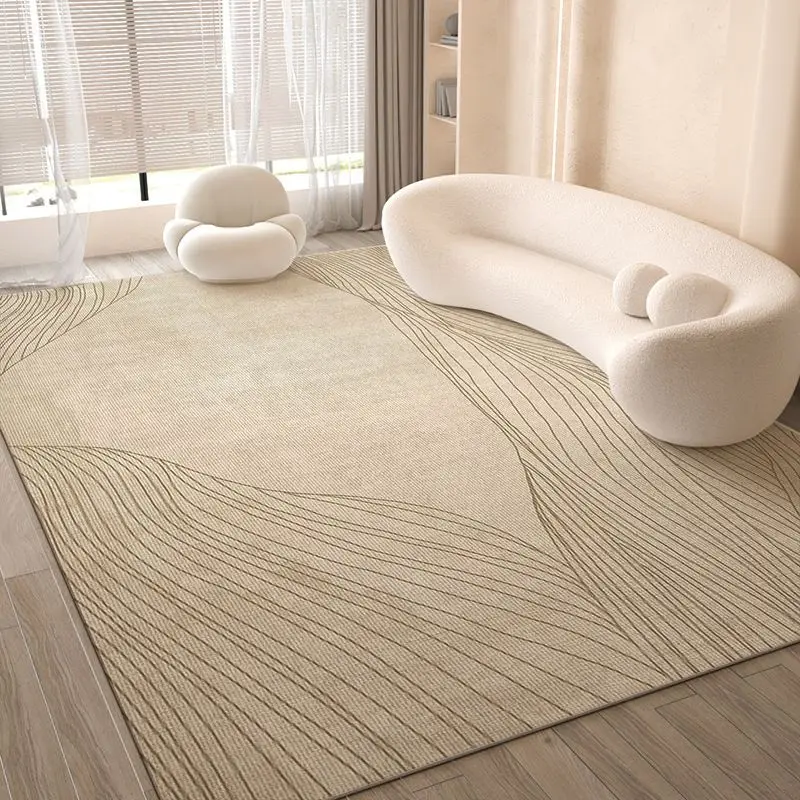 VIKAMA “Ins Feng” Aesthetic Fluid Wave Rug, Modern Wabi-Sabi Neutral Non-Slip Rug, Living Room and Bedroom Home Decor