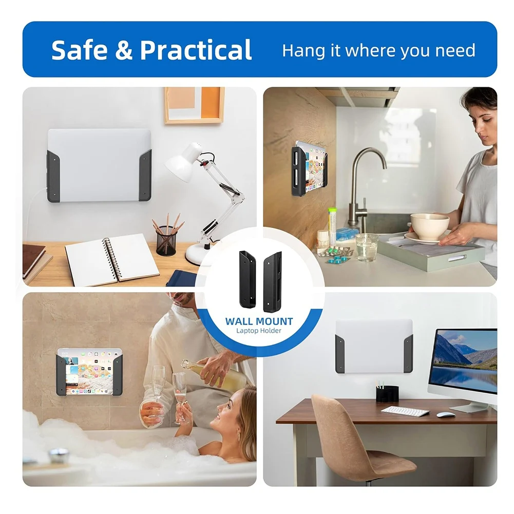 Popular_2pcs Wall & Under Desk Laptop Mount Holder,Anti-Scratch Pads