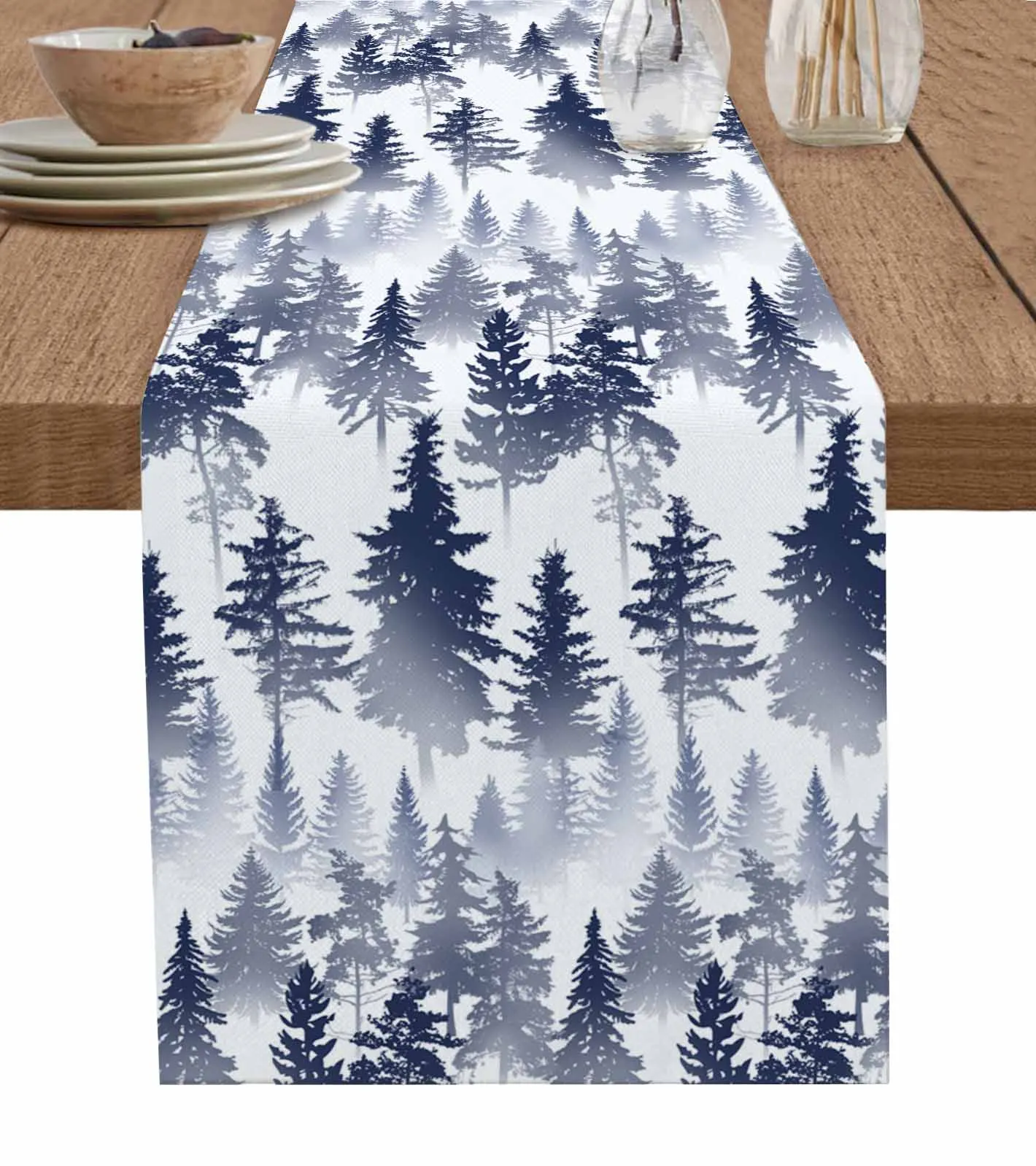 Forest Silhouette Abstract Table Runners Dresser Scarf Table Decor Holiday Wedding Party Dining Table Decor Tablecloth