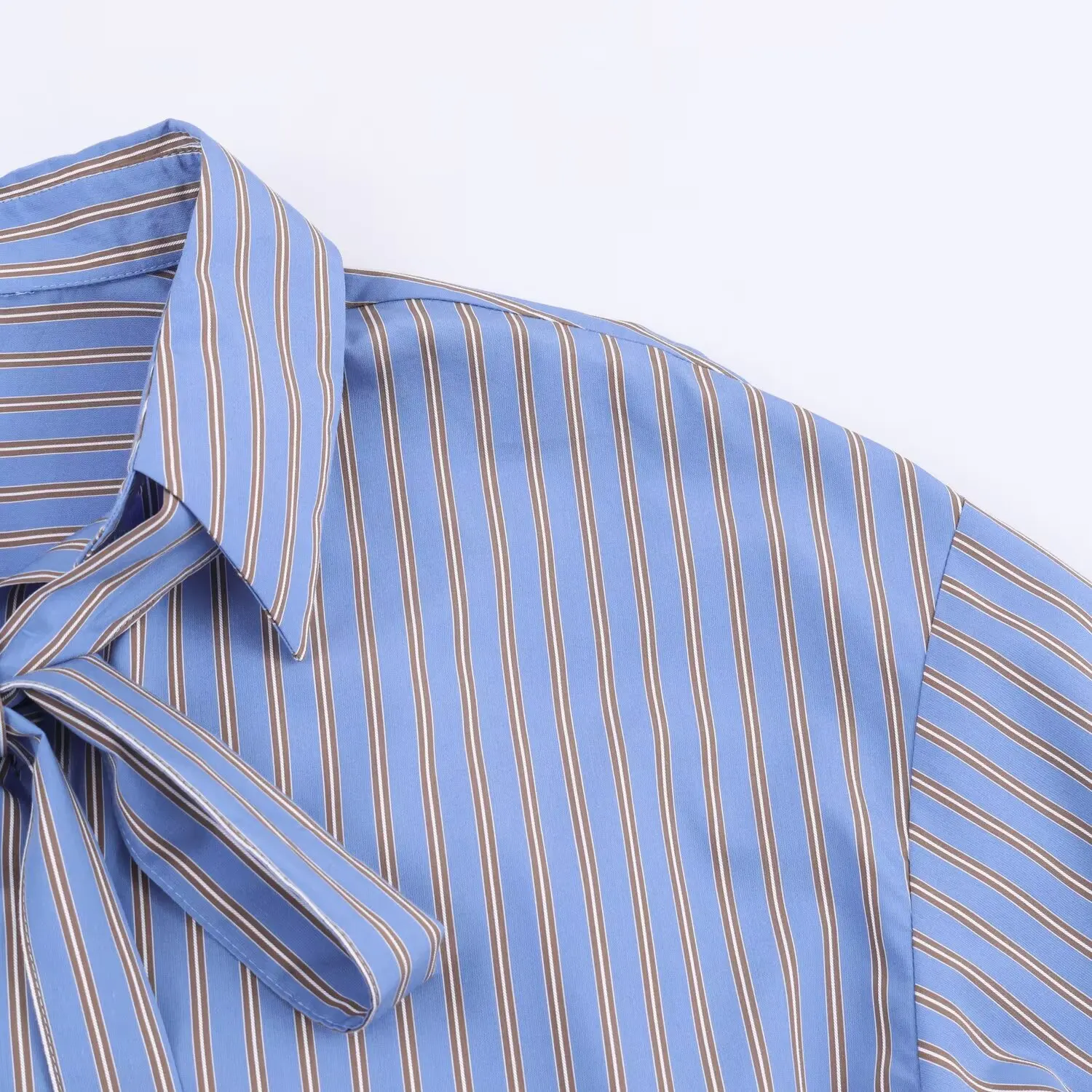 BSAY 弓ストライプシャツ女性ファッション秋の新ラペルルーズ長袖ボタンアップブラウスシックなオフィスレディース Tos mujer