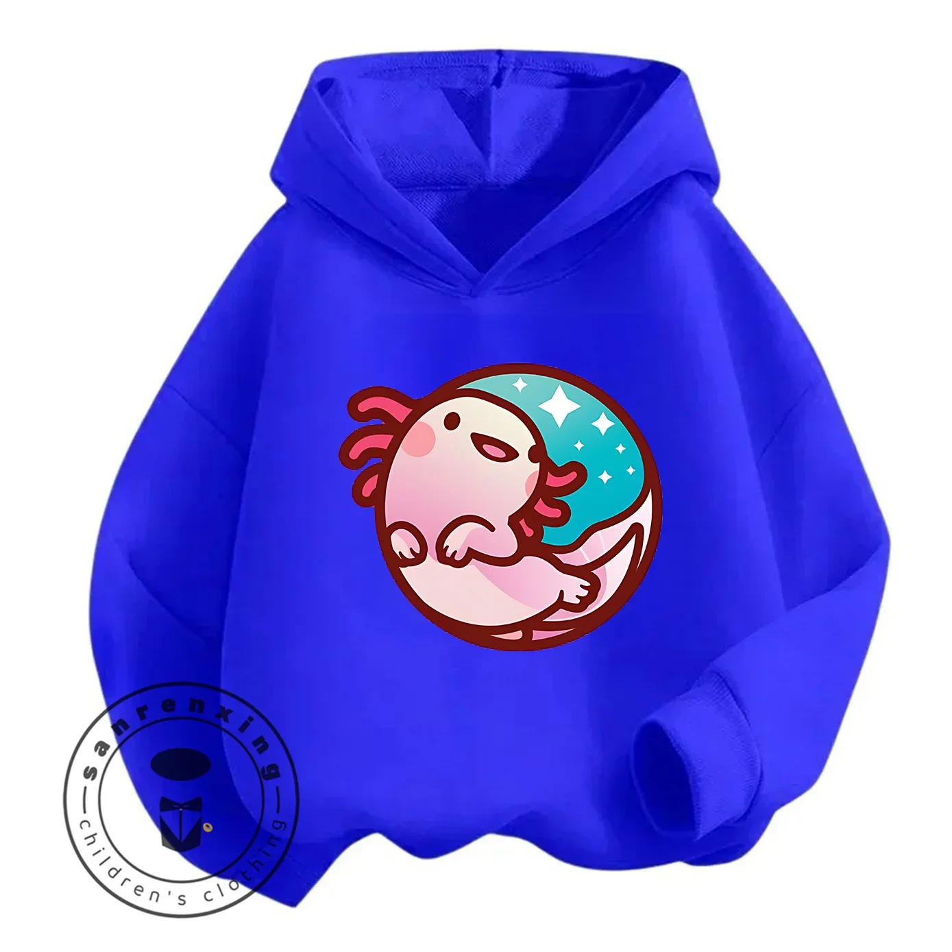 

Детская толстовка с капюшоном для отдыха на открытом воздухе, с милым мультяшным принтом аксолотля и саламандры, для мальчиков и девочек 3-14 лет, осень-зима, уличный стиль