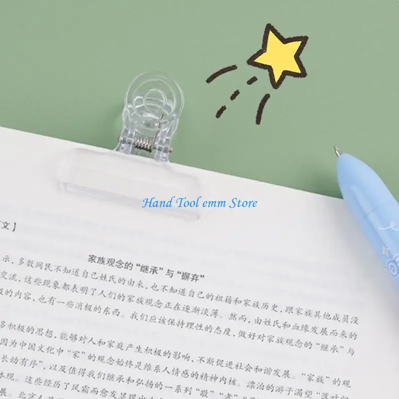 

H37F 24Pcs Transparent Plastic Binder Paper Clips Student Stationary School Office Supplies Folder Small Bill Clips, 2 Sizes