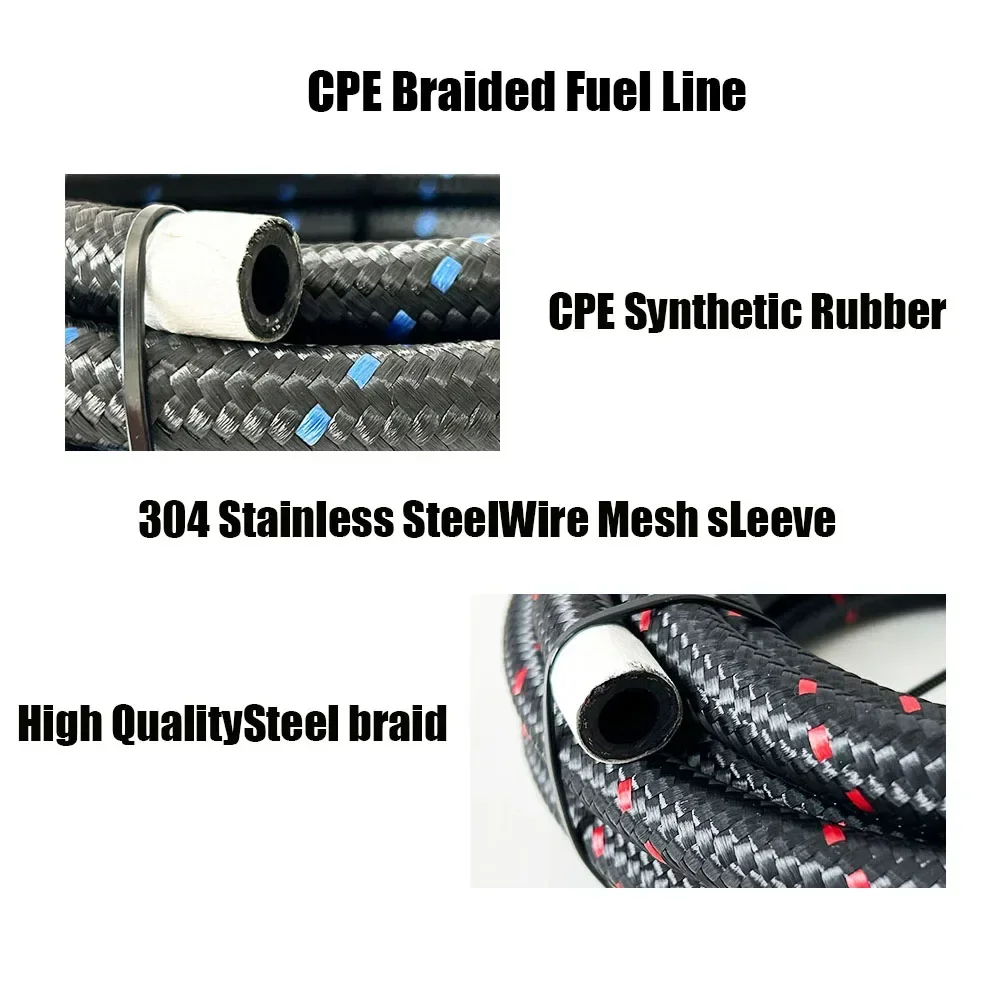 AN4~AN20 Nylon Braided Stainless Steel Fuel Hose Brake Line Hose For Racing Motorcycle Hose Oil Gas Cooler Hose Modifying Hose