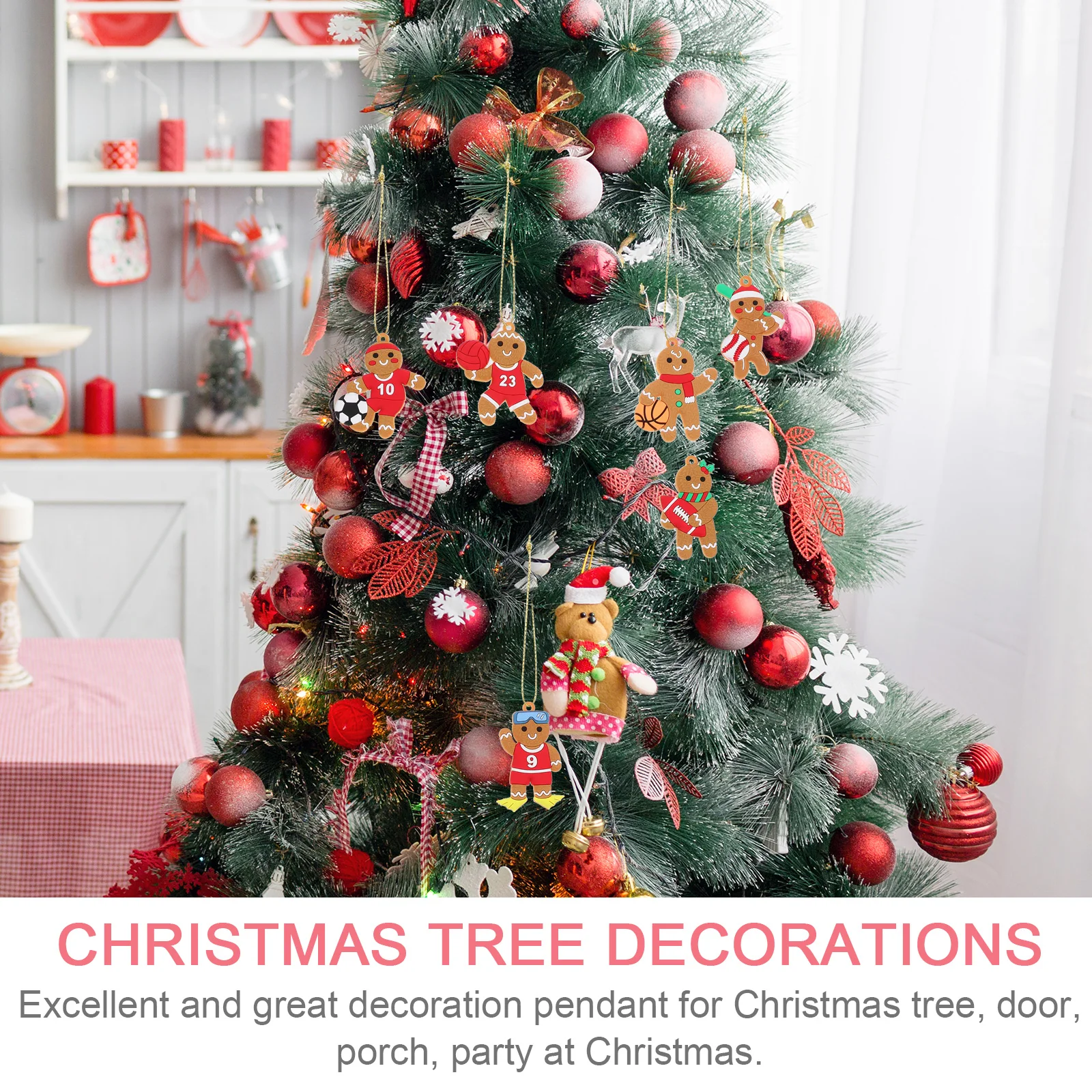 12 Pcs Christmas Gingerbread Man Pendant Home Decor Hanging Ornaments Toy Figurines