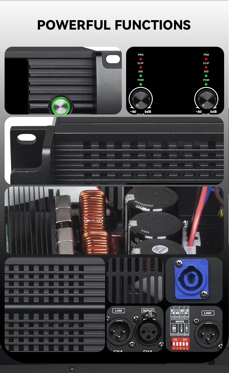 Paulkitson FPC8000 Professioneller Leistungsverstärker 2-Kanal 2U-Gehäuse 2×1300W-1950W 20Hz-30KHz Einheit für Bühne, Bar, Karaoke-Events – Detail 3
