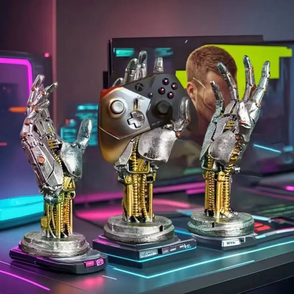 Hars Cyberpunk 3D Gedrukt Stand Model Ornamenten Gesimuleerde Robot Hand Sculptuur Zintuiglijk Speelgoed Grappig Mechanisch Handstatief