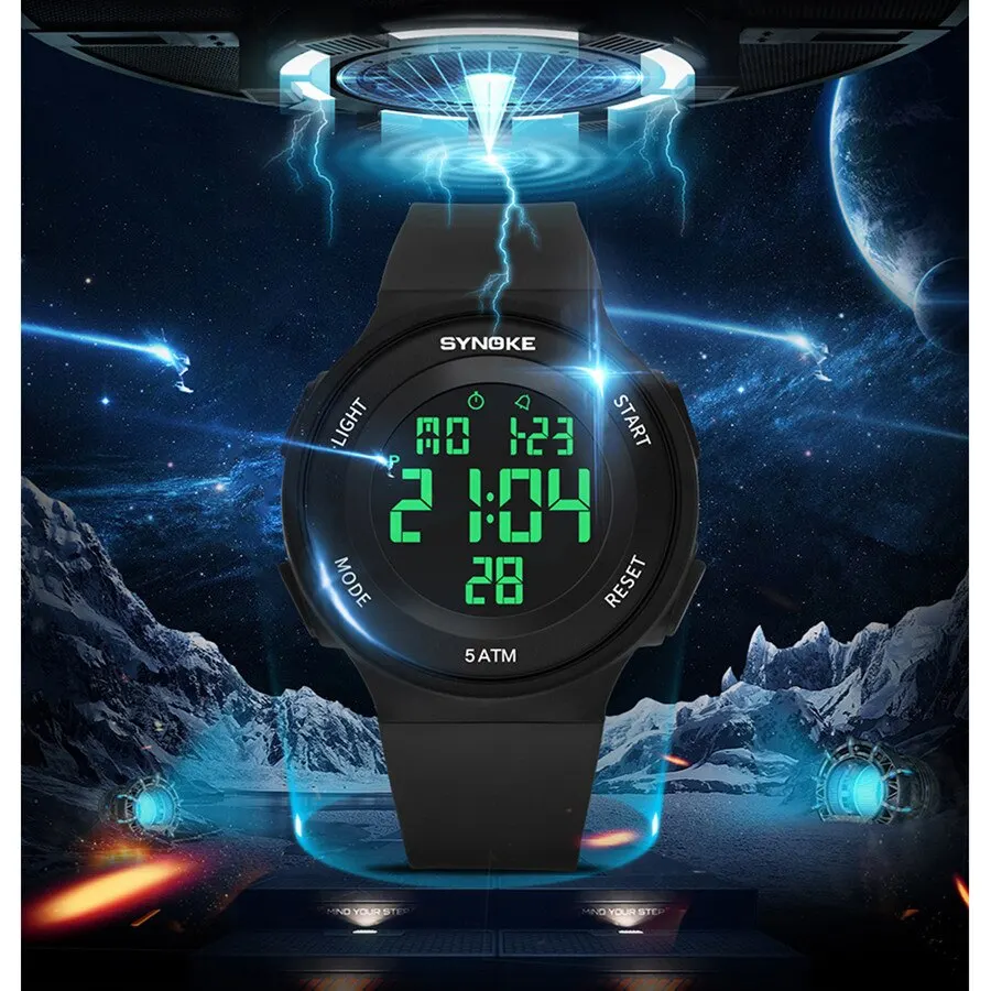 SYNOKE Student Electronic Watch Unisex Sport Watch Multifunction Military Sports Waterproof Luminous LED Digital Men Big Dial