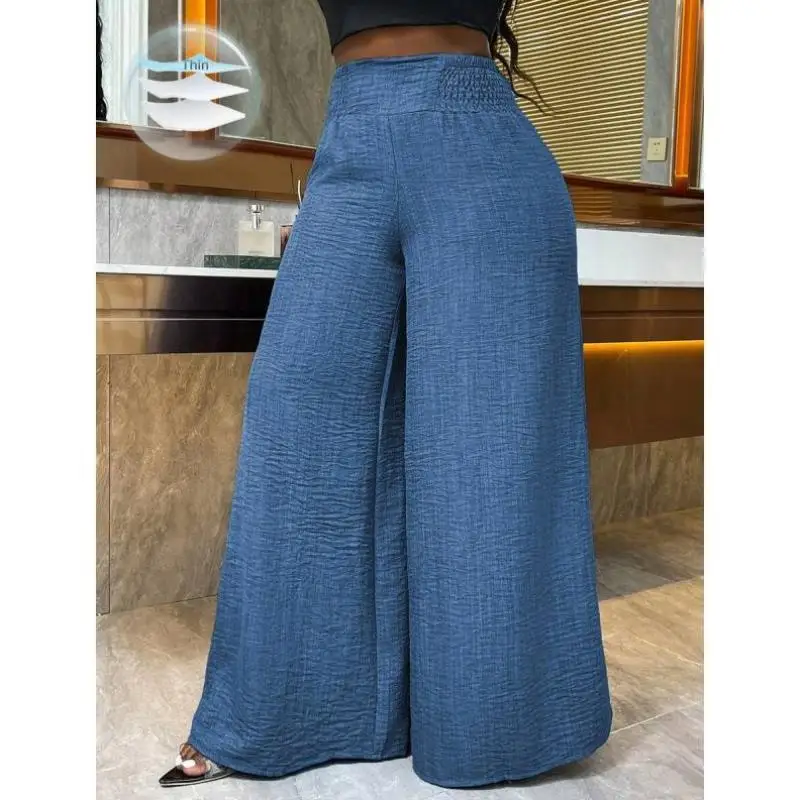 

Women's Wide Leg Pants M 54249 Cross-Border Sle Retro Fit Ciwalk Nine-Piece Pants Elastic Micro Spring Tee-Vinyl F...