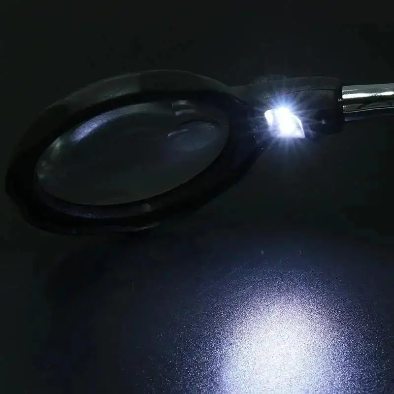 Lupa LED de escritorio con soporte – Tercera mano para soldadura - imagen 4
