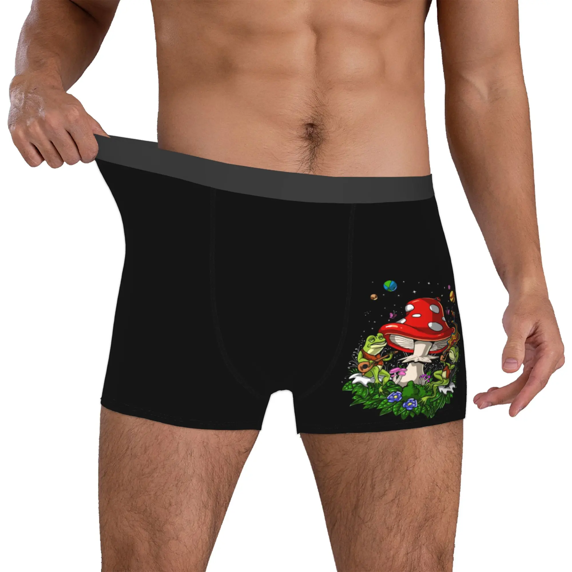 Custom Male Fashion Psychedelic Bufo Toad Magic Mushroom  Psilocybin Fungi Boxer Briefs Breathable Shorts Panties Underpants