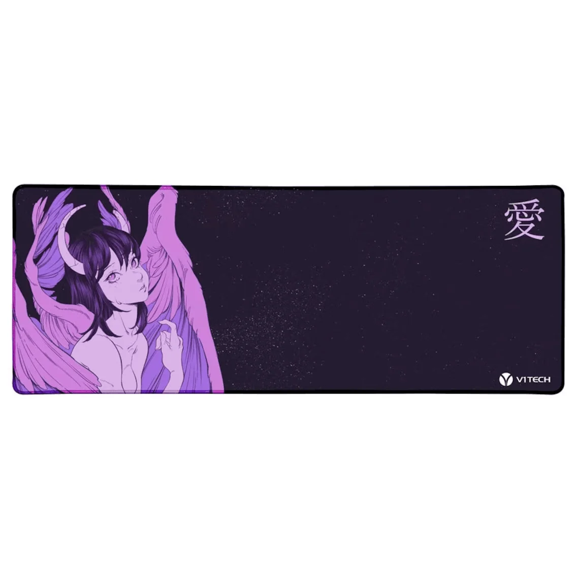 Tapis de souris antidérapant, 800x300, tapis de bureau, maison, bureau, espace de travail, jeu, configuration, polymères de bureau, module V1, nightshade, violet, anime, fille, AngelDelede