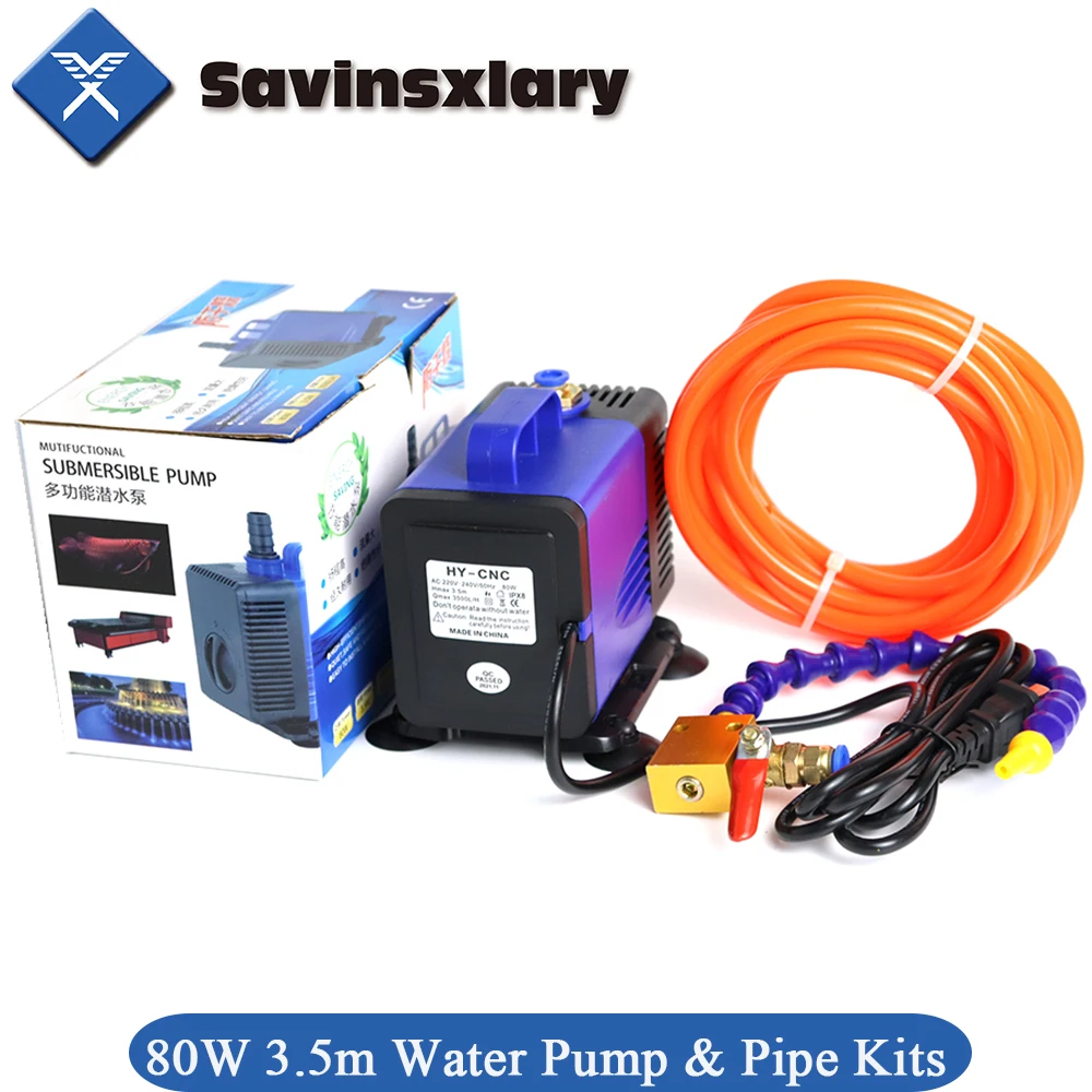 80W 3.5m Water Pump + Cooling Sprayer Mist Coolant Lubrication Spray System for 8mm Air Pipe CNC Lathe Milling Drill Engraving.