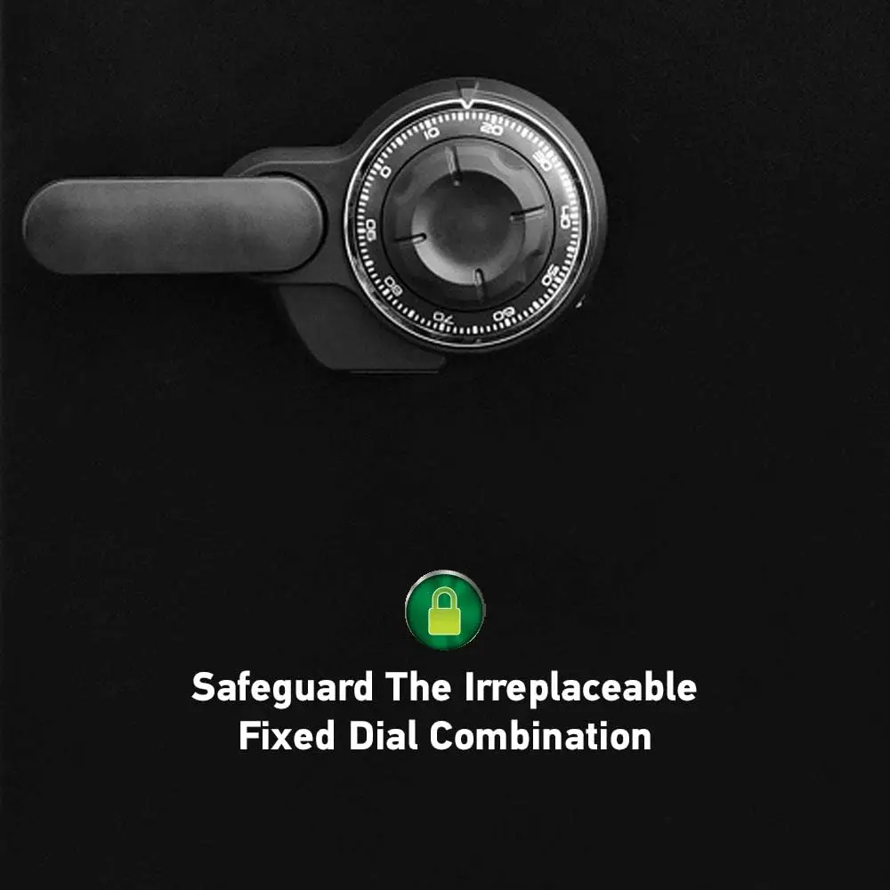 Cassaforte domestica in acciaio nero ignifugo e impermeabile con serratura a combinazione quadrante per contanti o documenti, 1,23 piedi cubi, 17,8 x 16,3 x