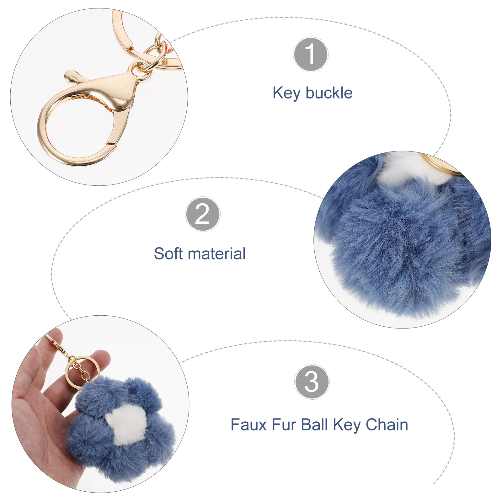 

Adorable Pompom Chain Faux Ball Flower Key Ring Bag Pendant Home Key Holder Car Keys Ornament For Backpack Handbags Luggage