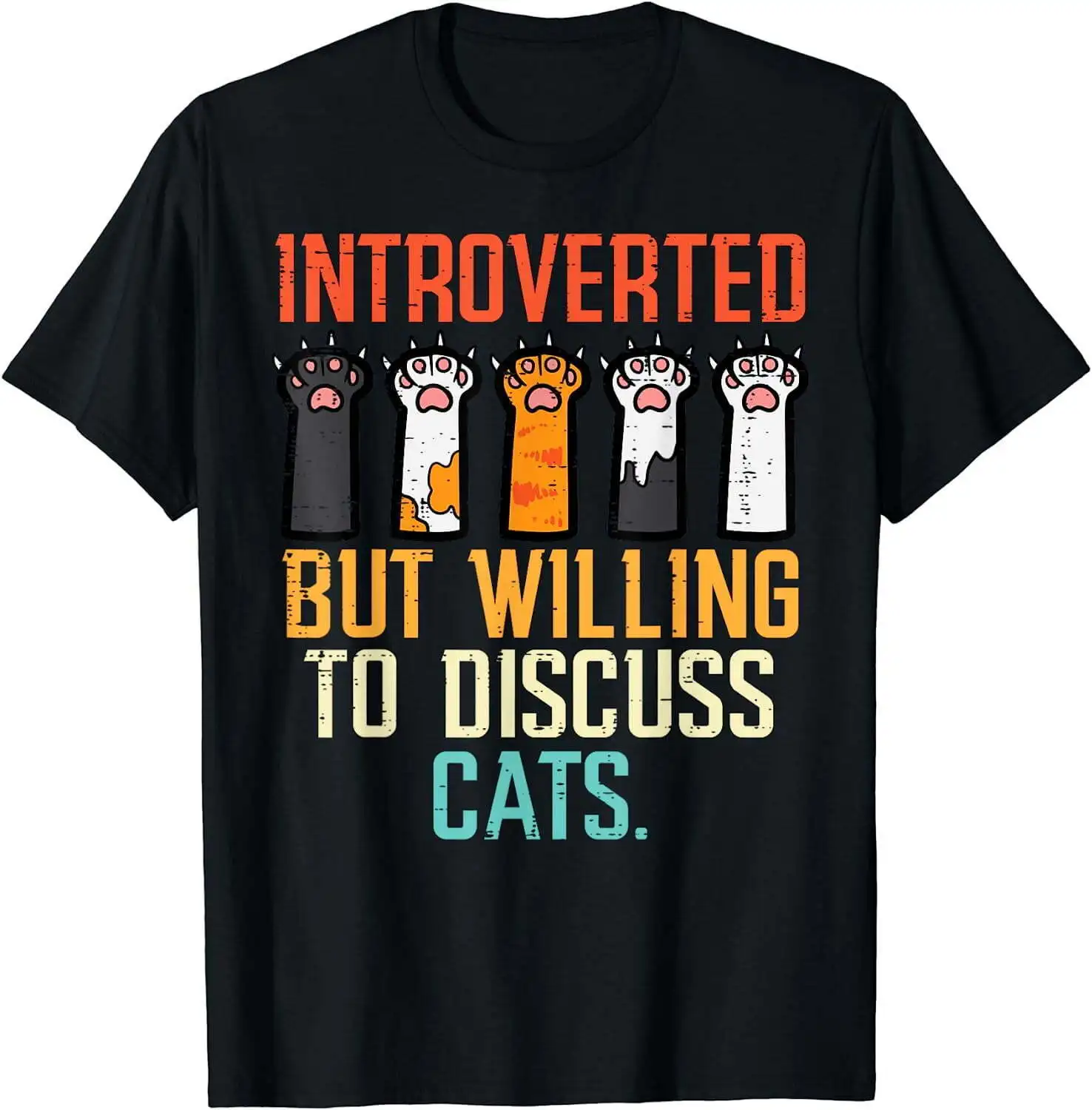 Introverted But Willing To Discuss Cats Funny Kids T Shirt long or short sleeves