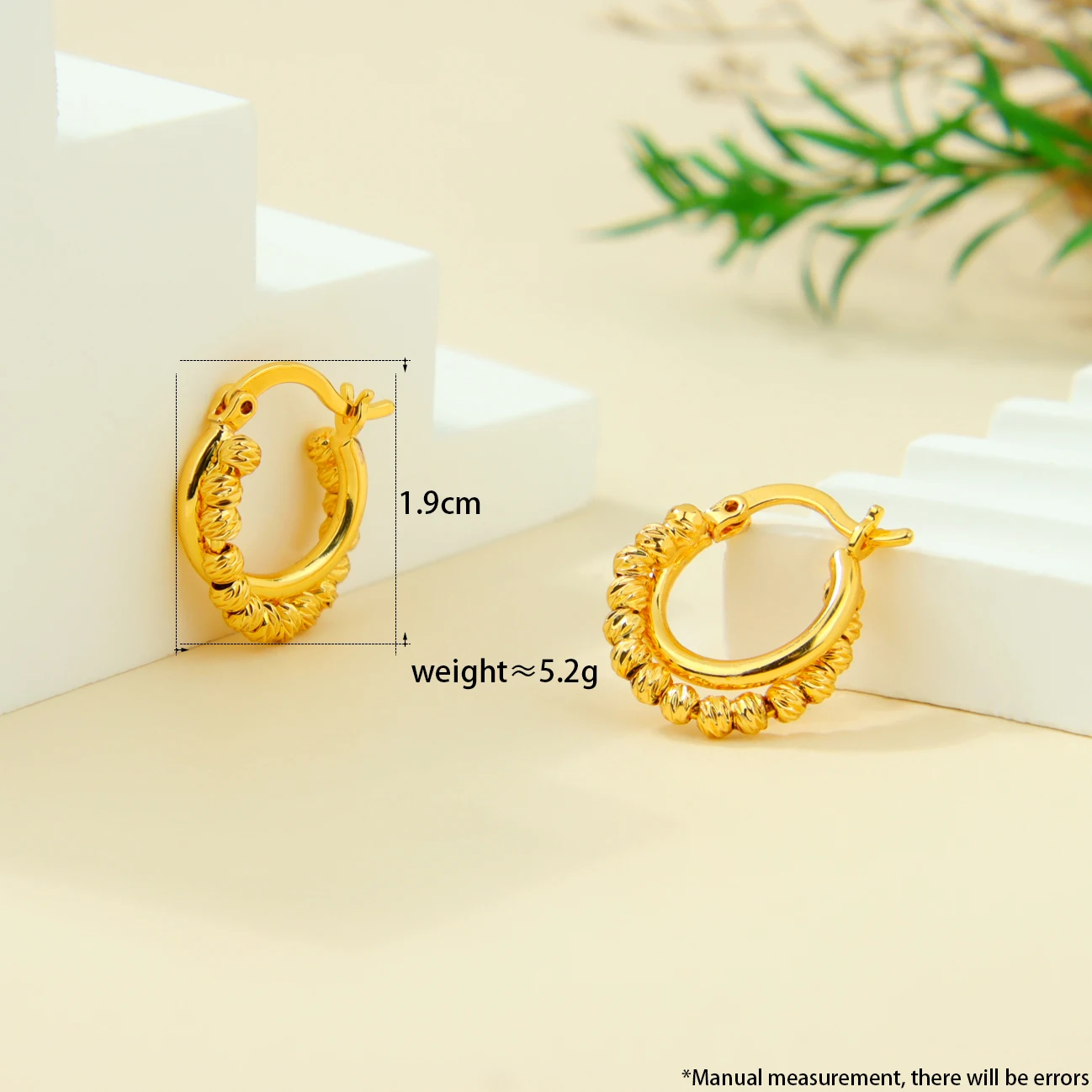 Arabische Mode Clip-Ohrringe 21k Vergoldet Dubai Hochwertige Quadratische Perlen Kreisförmige Ohrringe Oman Frauen Hochzeit Party Schmuck – Detail 14
