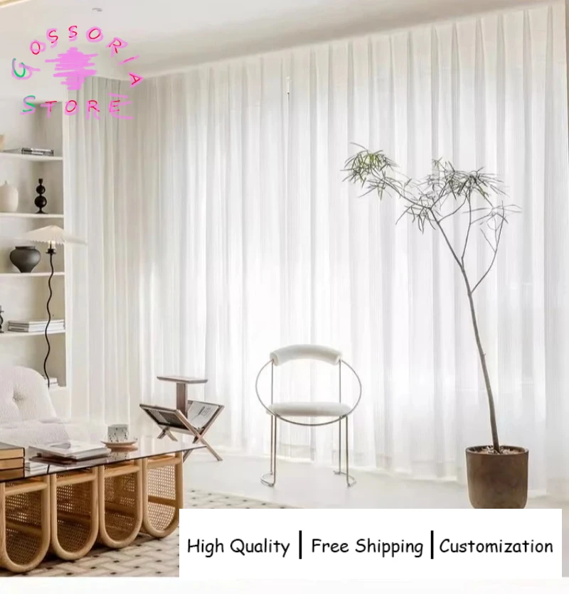 

Sample Custom High Quality White Tulle Vertical Blind Chiffon Sheer Curtains for Living Room Bedroom Drapes Sunshade Privacy