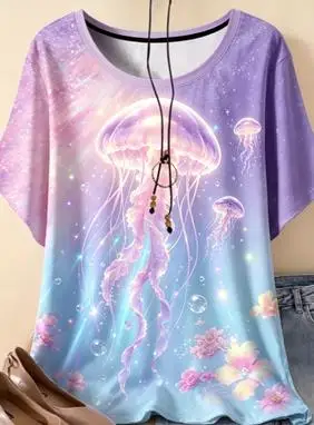 Women Beluga Seal Arctic Ocean Animal Print T‑Shirt Short Sleeve Crew Neck Casual Loose Summer Daily Tops