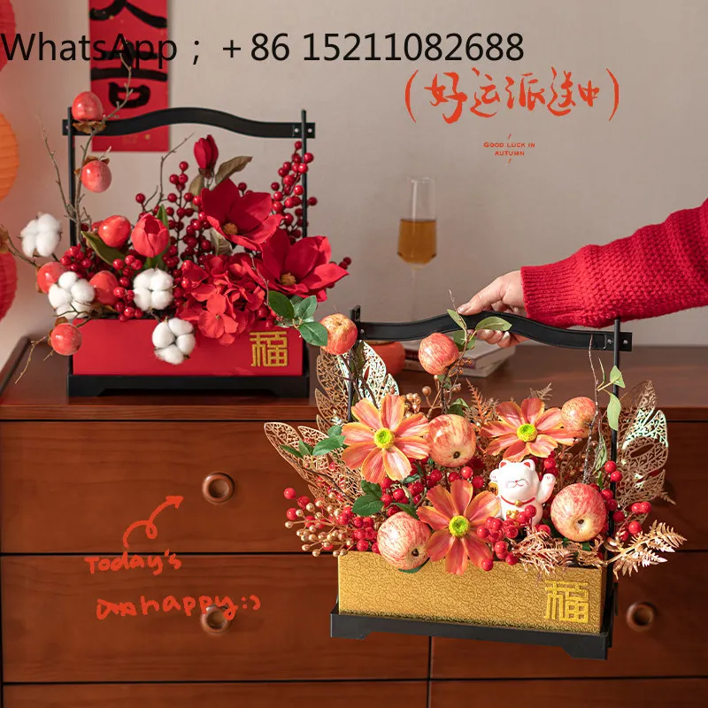 LLY New Chinese Fa Cai Fruit Simulation Flower New Year's Eve Flower Ornament New Year's Table Decoration Floral Arrangement