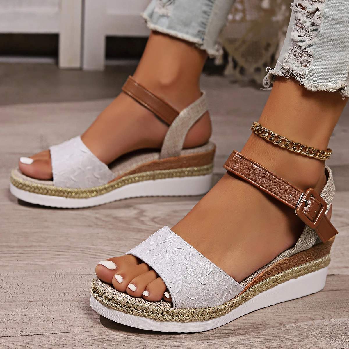 Women Sandals Summer Espadrill - Espadrille Wedge Shoes 评论和价格