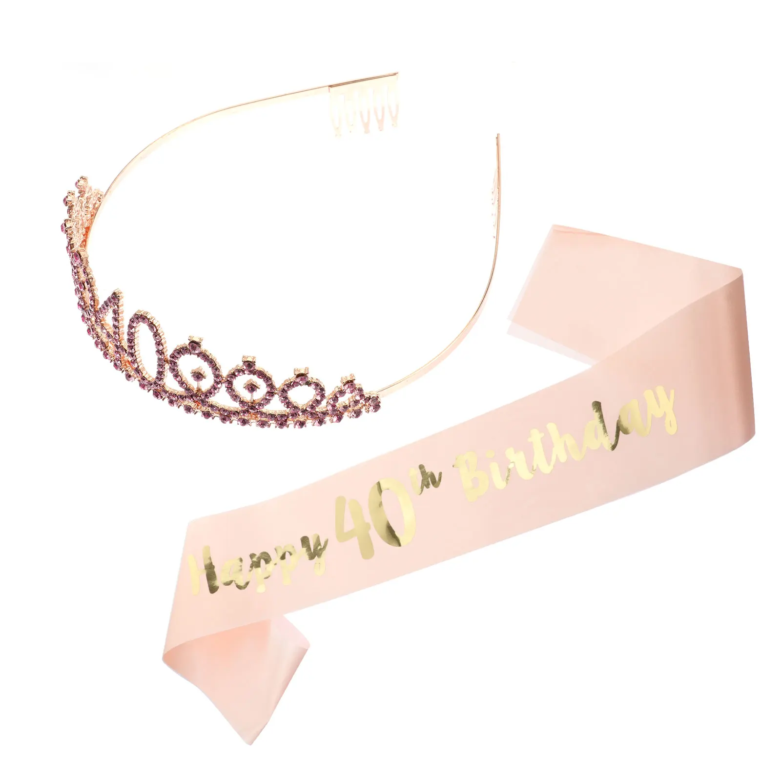 

2 Pcs Birthday Party Crown Set High Quality Fabric Comfort Sash Hair Hoop Party Etiquette Belt Accessories Gift Packaging Box
