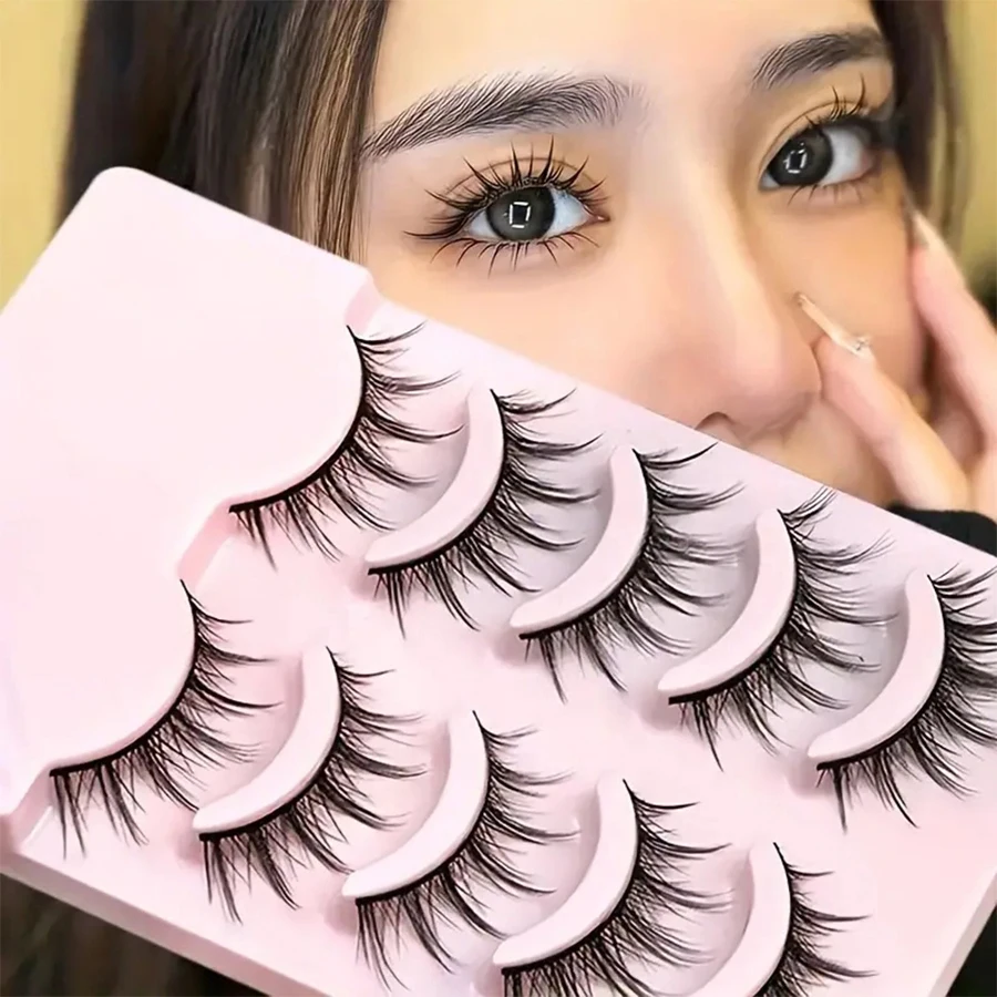 5 pairs of thick, naturally slender and blooming false eyelashes, suitable for daily travel and dating