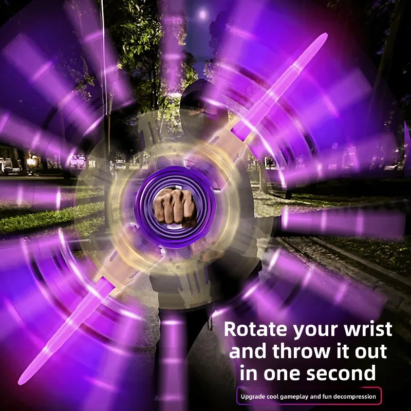 Feuer-Spin Doppelklingen-Lichtschwert - LED Leuchtendes Spielzeugschwert mit Typ-C-Ladung, Cooles Kinder-Fantasie-Spielzeug
