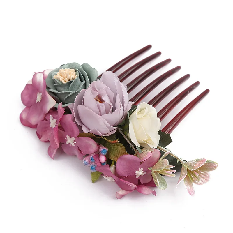 Simulation Flower Hair Comb Women Wedding Hair Accessories Hair Clips Handmade Hairpins Headdress Girls Hair Ornament