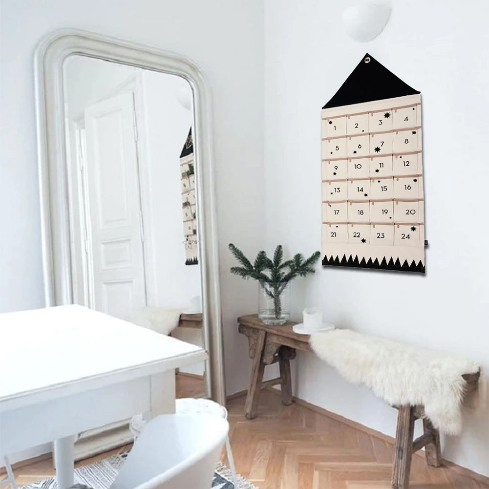 ديكور معلق على الحائط مع 24 جيوب عيد الميلاد 2025 عيد الميلاد تقويم القدوم قابلة لإعادة الاستخدام العد التنازلي التقويم المنزل عيد الميلاد لتقوم بها بنفسك الديكور