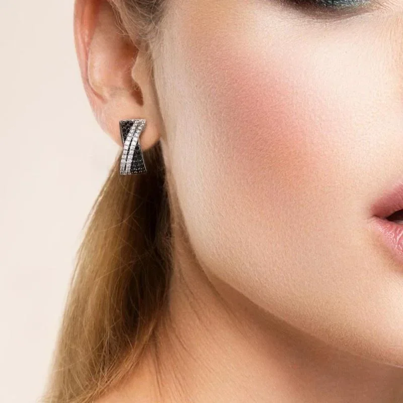 High End Zircon Cross Earrings South Korea East Gate Style Unique Fashion Ear Buckle Temperament Jewelry