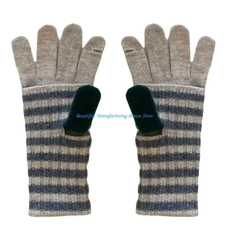 E56A قفازات حرارية عصرية دافئة للرجال والنساء قفازات محبوكة بإصبع كامل #5