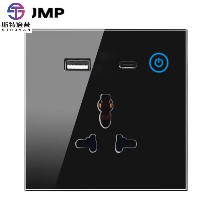 

STLF JRUMP Multifunctional 65W Fast Charge Wall Socket Tuya Zigbee Ewelink 5m Type-C Cable 3-Ac ABS Glass for Smart Home for CN