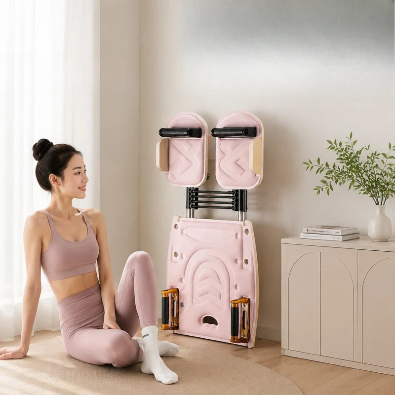 Pilates fitness board newly upgraded resistance adjustment solid wood fitness board multi-functional retractable abdominal board