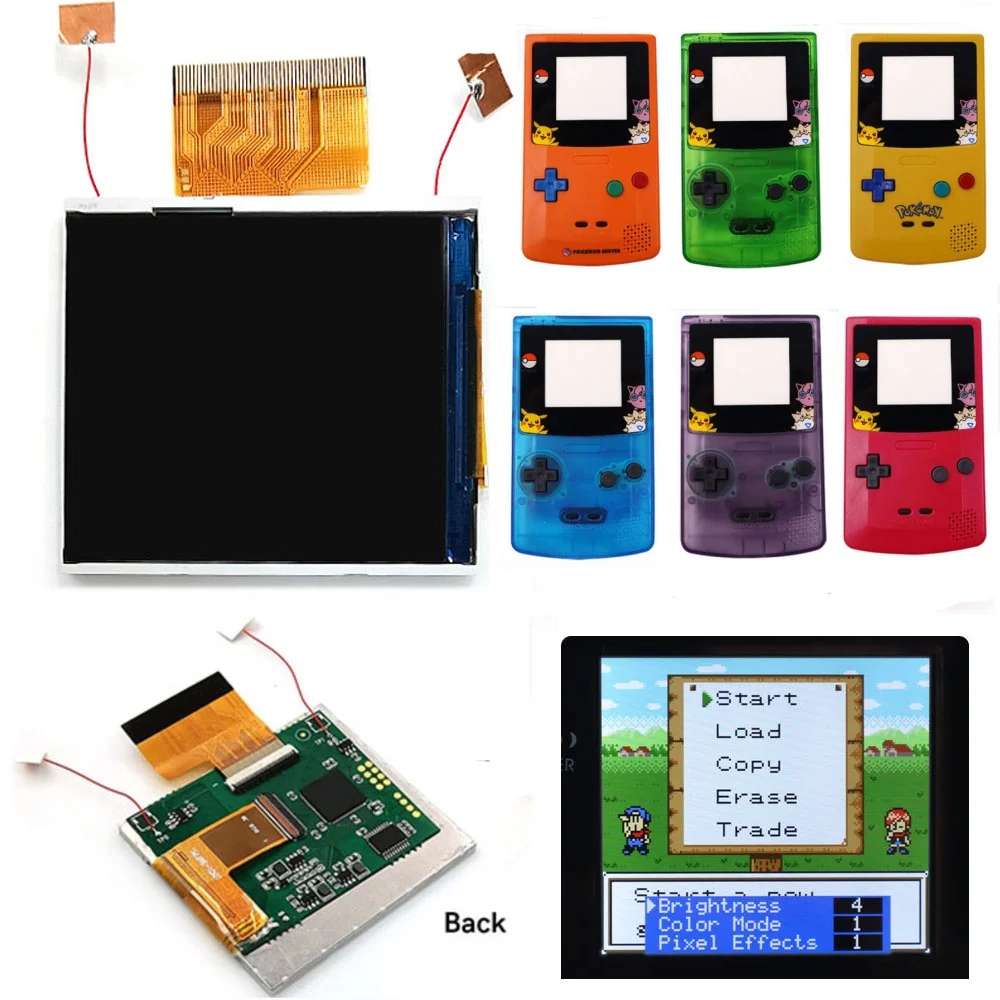 

HISPEEDIDO Drop in 2.45" IPS Screen PCB Mod Kits Replacement No Need Welding OSD Pixel Effect For Game boy Color GBC