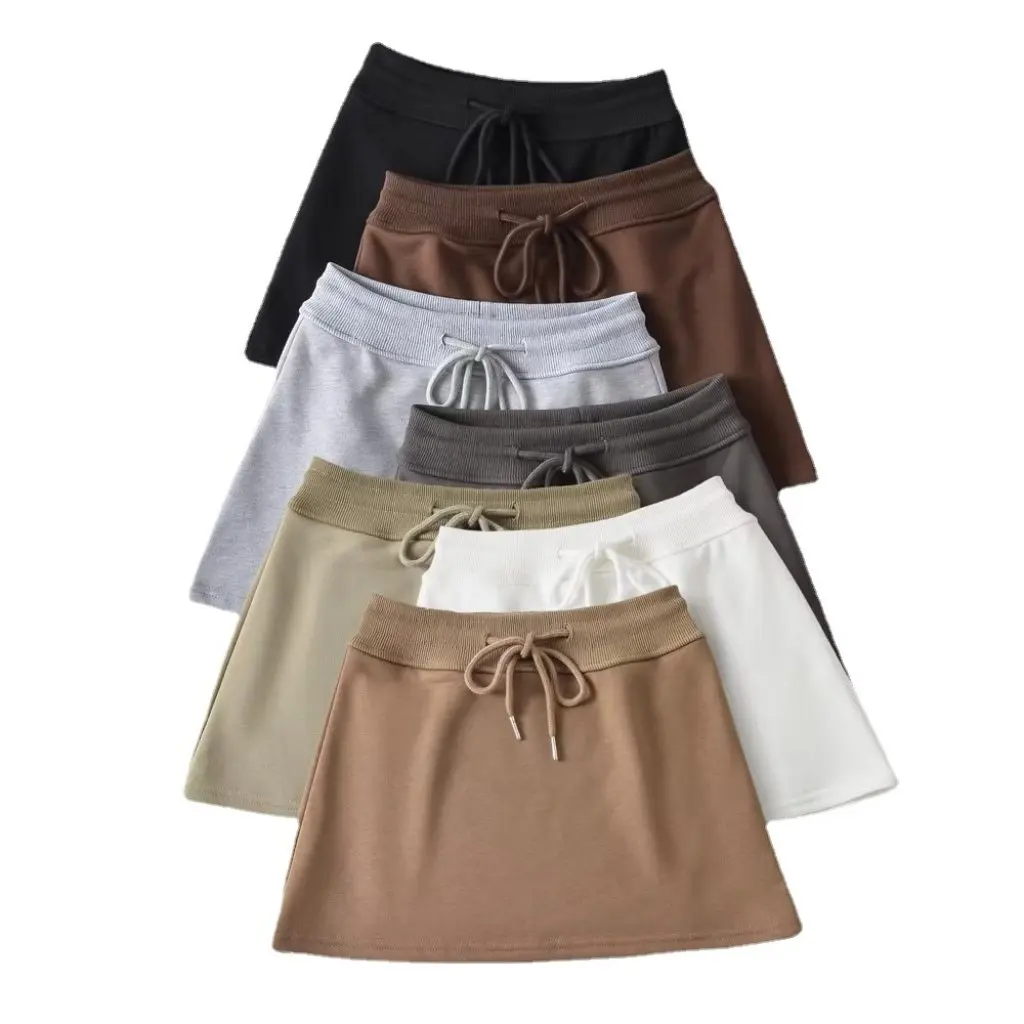 

Trendy Women's European American Style Sports Short Skirt with Drawstring Anti-Slip Elastic Waist Lace-Up Design Underwear