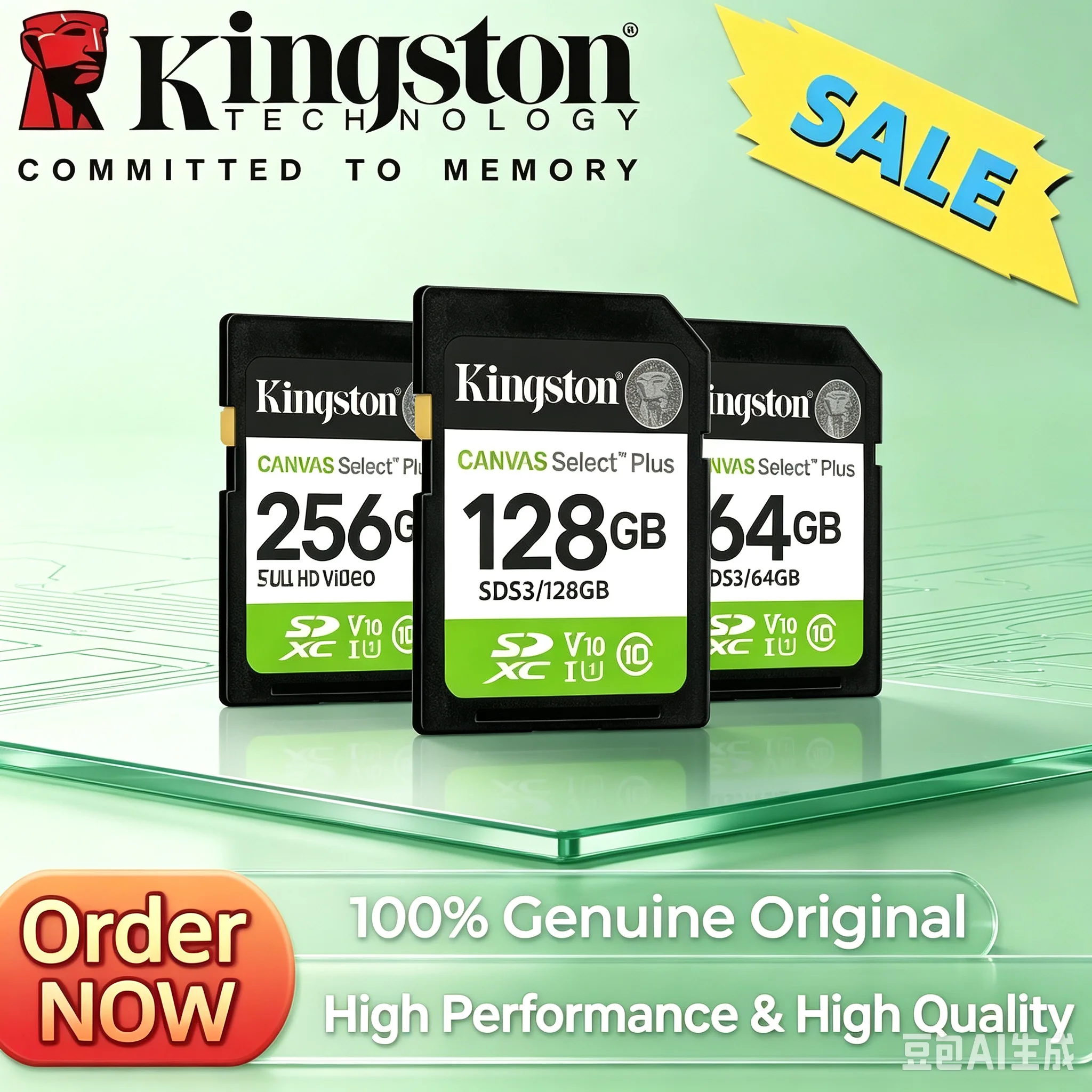 100% Genuine Kingston 100MB/s Read SDS2 SD Card Canvas Select Plus Class10 32-256GB Portable Flash Storage Card For Camera