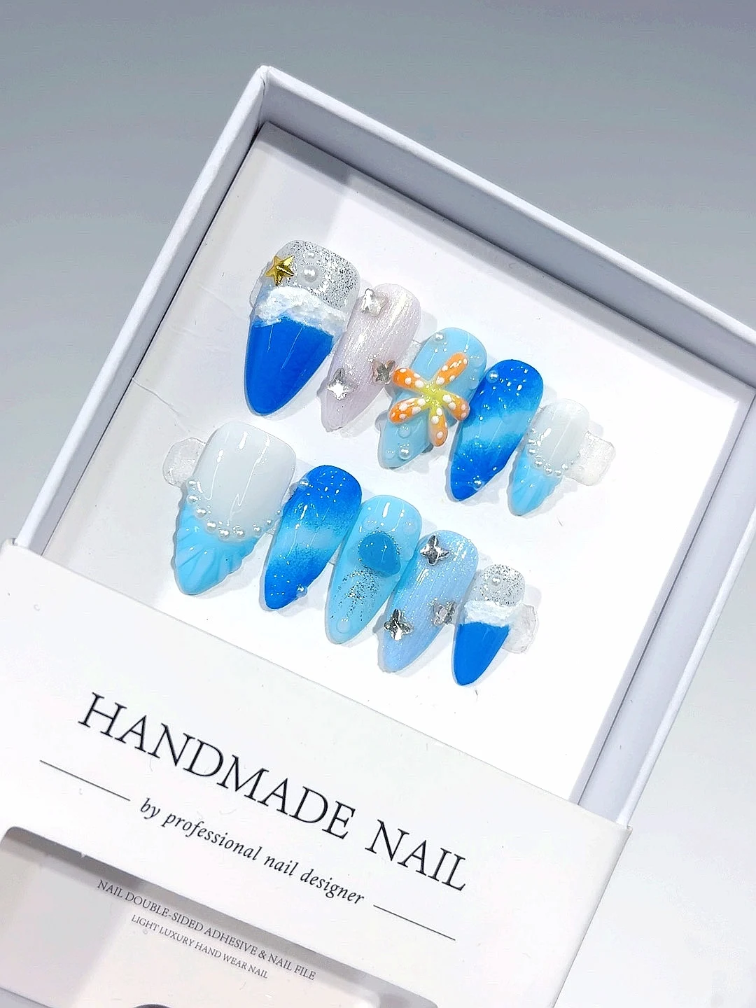 

Ocean Style Light Blue Starfish Nail Art Fashion Manicure (D434)