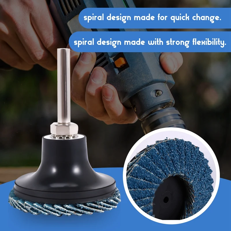 Disco de lijado de disco de aleta de PORK-50Mm de 2 pulgadas para herramientas abrasivas de bloqueo de rollo Rolor, apto para pulir Metal, hierro, eliminación de óxido, muela