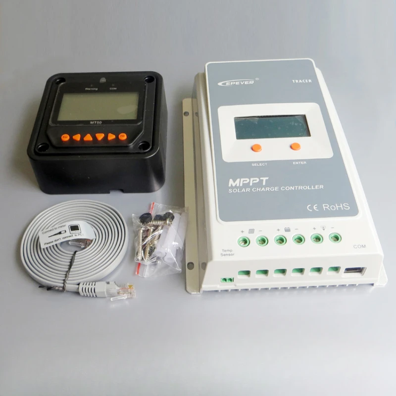 Controlador Solar Tracer MPPT RV, LCD Externo LCD MT50 Meter Head, 4210AN 40A