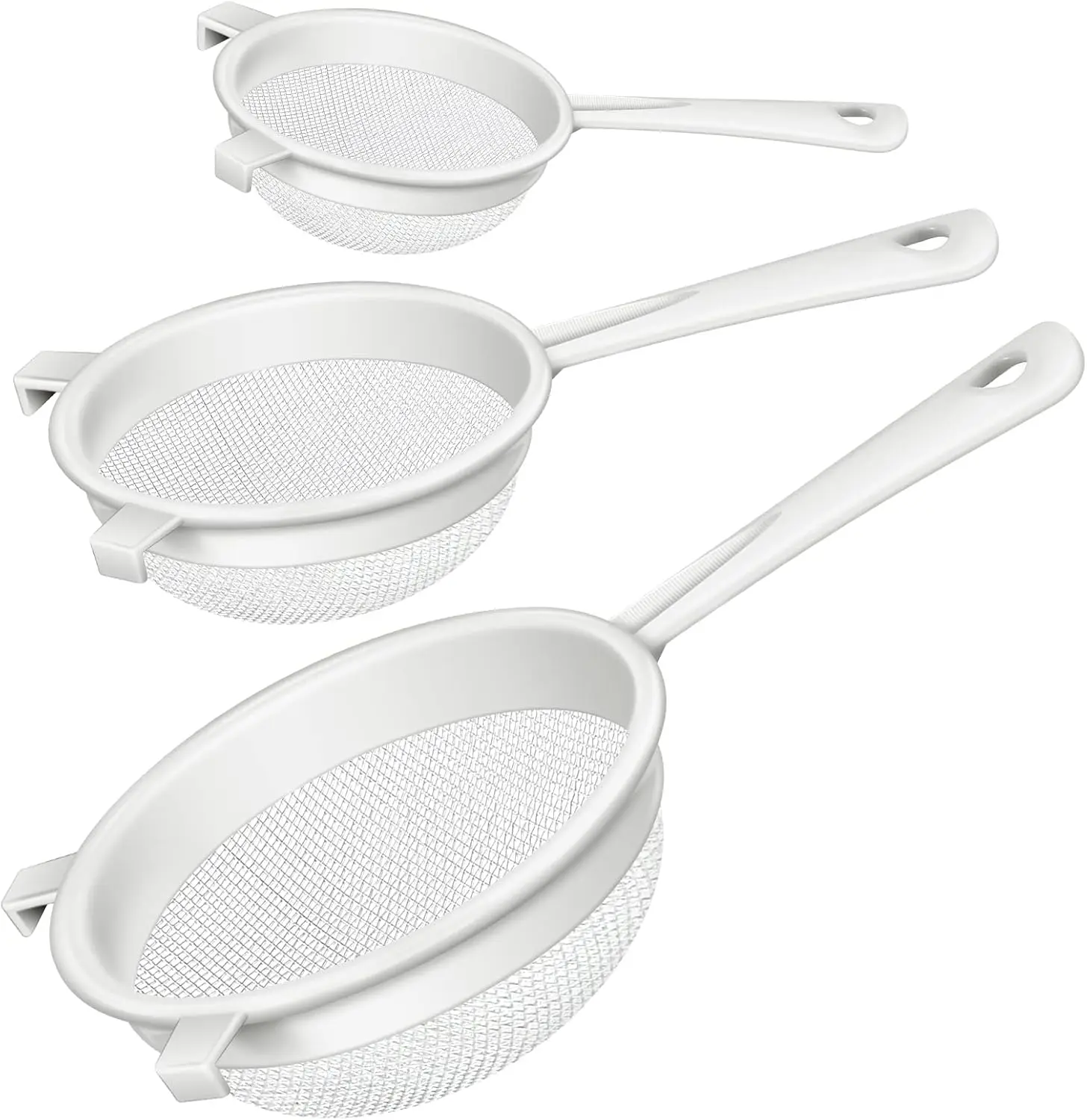 

3 Pcs Plastic Mesh Strainers with Handles Fine Sieve for Baking Kefir Tea Juice Pasta (3,5,7 Inch)