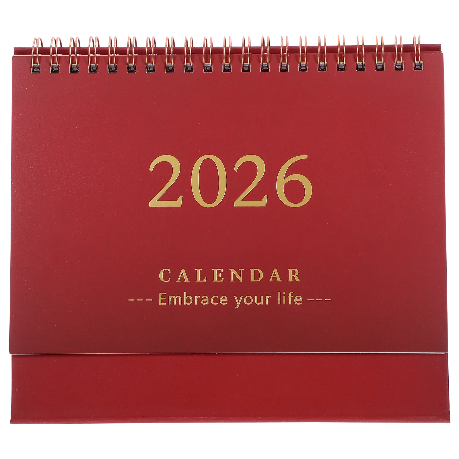 

2026 Desktop Calendar Stand Up Flip Style Monthly Planner for Office Desk Organizer Small Space Elegant Design Dark Red