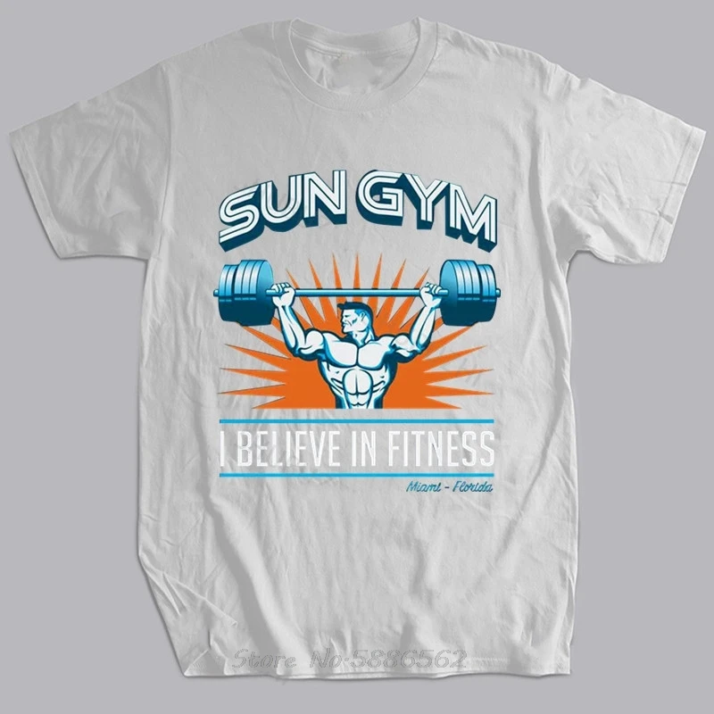 SUN GYM أنا أؤمن باللياقة البدنية والألم والكسب القطن تي شيرت للجنسين تي شيرت المتضخم التي شيرت اللياقة البدنية تيز طباعة بلايز الرجال الملابس