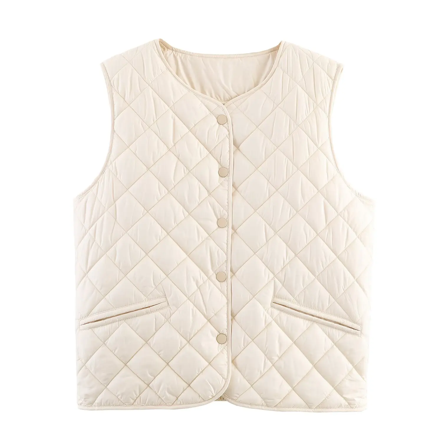 

2025 WOMAN Fashion European and American Style Autumn New Knitted Patchwork Quilted Quilted Multicolor Vest Jacket Mujer