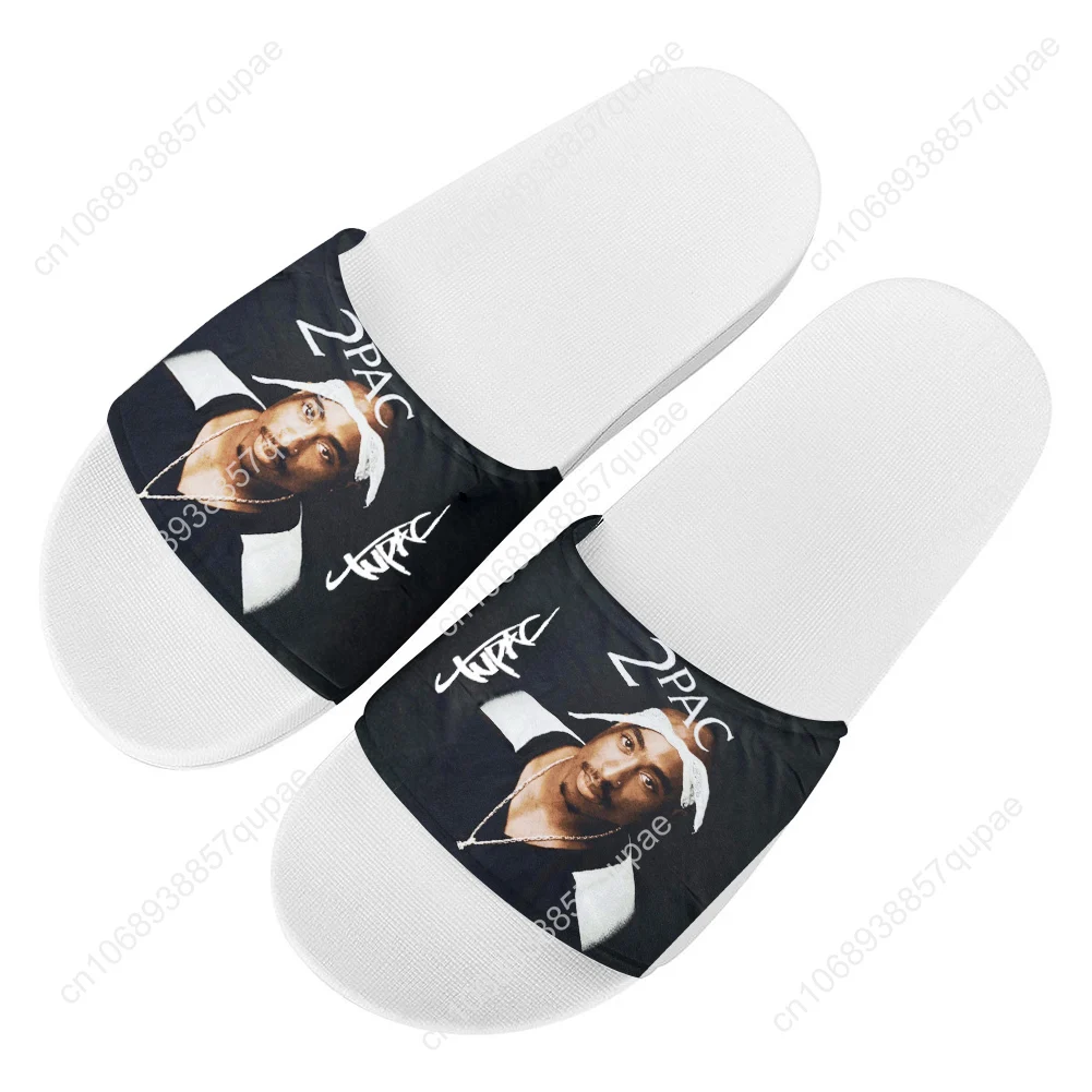 Tupac Rapper 2Pac Slippers Home Water Shoes Rapper Hip hop singer Men Women Teenagers Beach Pool Sandals Custom Summer Slipper