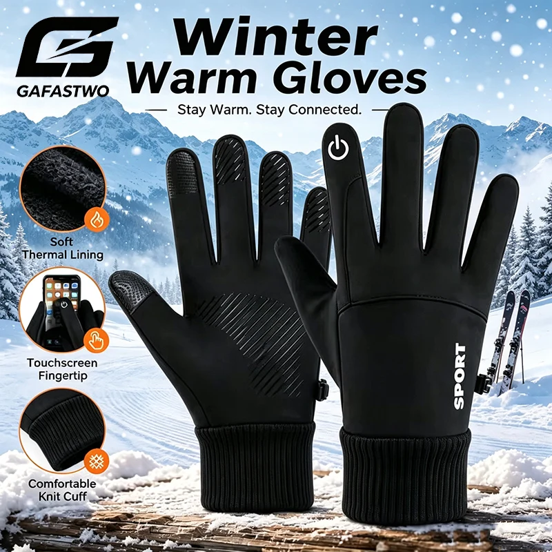 Cycling gloves Warm Full Fingers Waterproof Cycling Outdoor Sports Running Motorcycle Ski Touch Screen Fleece Gloves