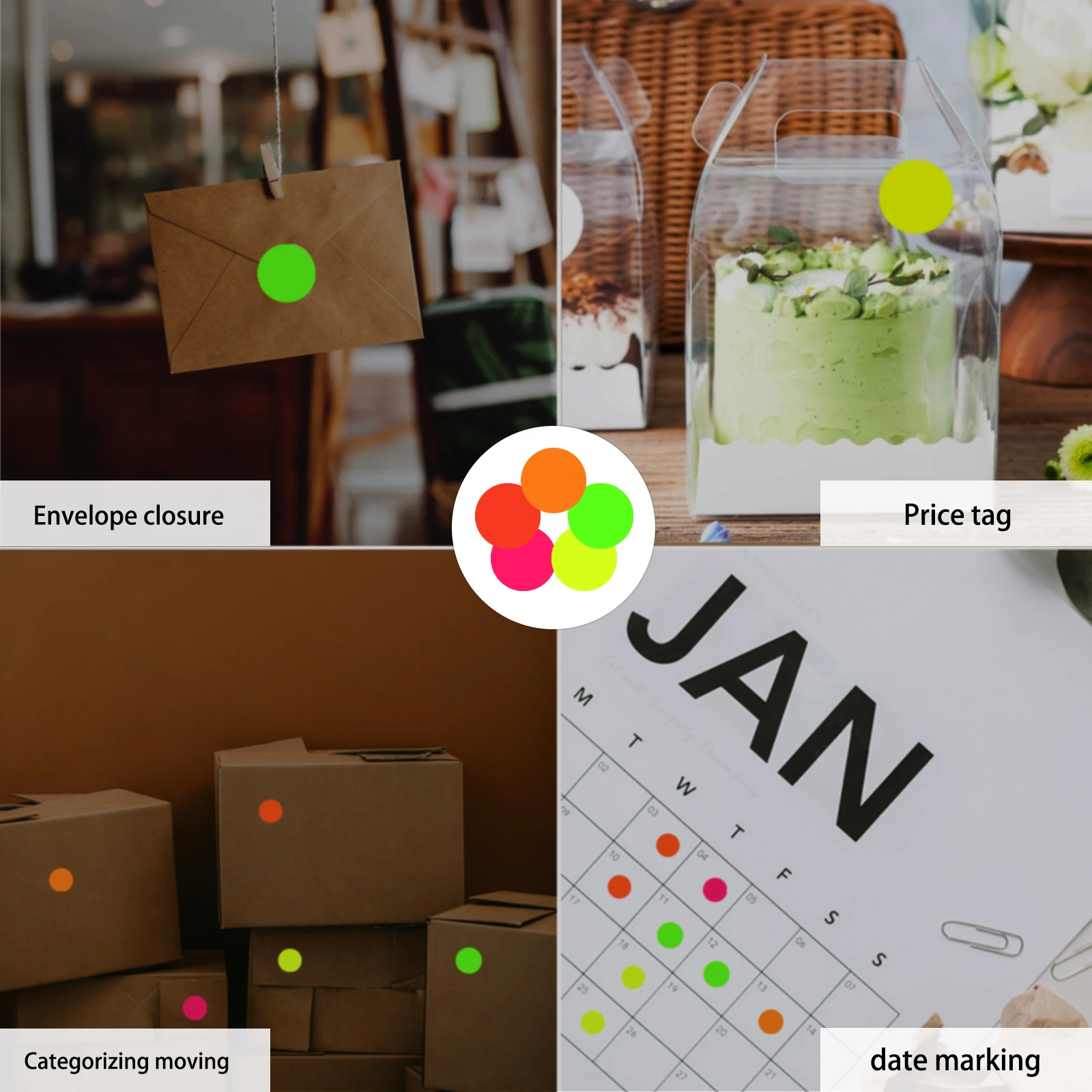 500Pcs 1.5In*3.8Cm Fluorescent Round Stickers, Self-Adhesive Labels with Writable Surface, Suitable for Food Classification, Document Classification, Calendar Planning, Marking Key Points, Office Organization, Back-To-School and Graduation Gift Stickers, Desk and Notebook Classroom Decoration Stickers, Cute Self-Adhesive Decorative Stickers